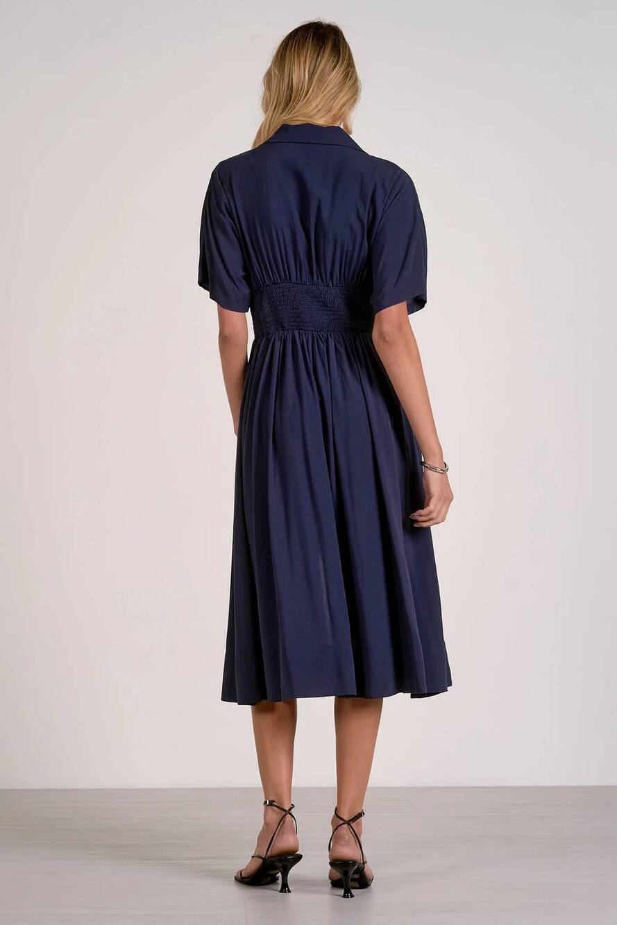 NEW ELAN timeless elegance midi dress in navy - Picture 5 of 6